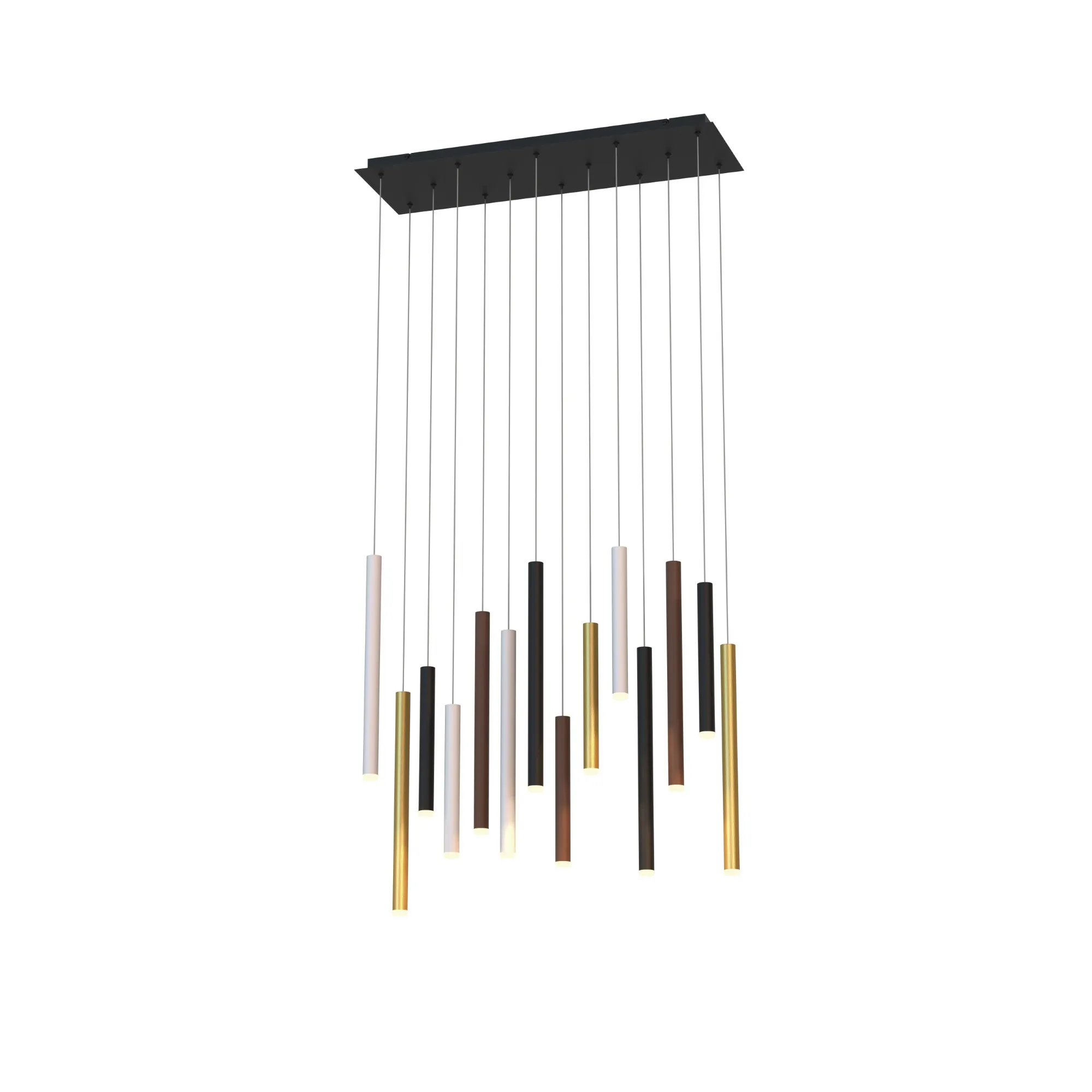 M8085  Cala Rectangle 14 Light 2.5m Pendant 84W LED Sand White/Sand Black/Gold/Rust Brown